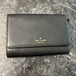 Kate Spade Street Callie Pebble Leather Tri-fold Wallet Black